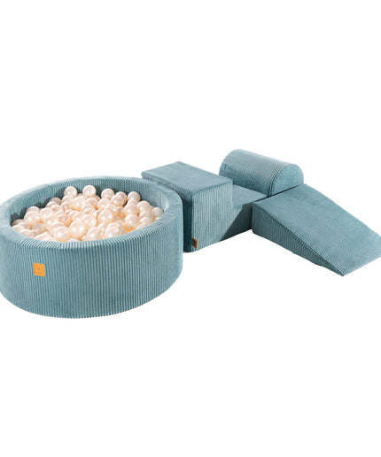 MeowBaby® Speelset met ballenbak - Turquoise & Witte Parel-mercibeaucoupp.eu