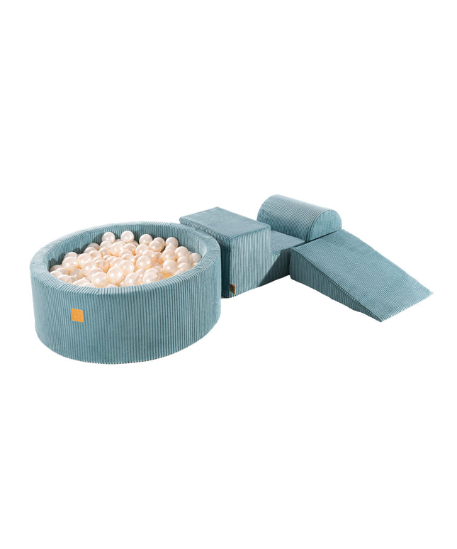 MeowBaby® Speelset met ballenbak - Turquoise & Witte Parel-mercibeaucoupp.eu