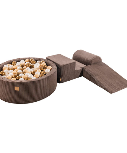 MeowBaby® Speelset met Ballenbak - Bruin, Goud & Witte Parel-mercibeaucoupp.eu