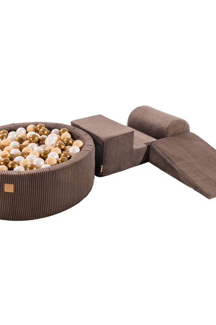 MeowBaby® Speelset met Ballenbak - Bruin, Goud & Witte Parel-mercibeaucoupp.eu