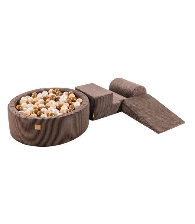 MeowBaby® Playset with Ball Pit - Brown, Gold & White Pearl