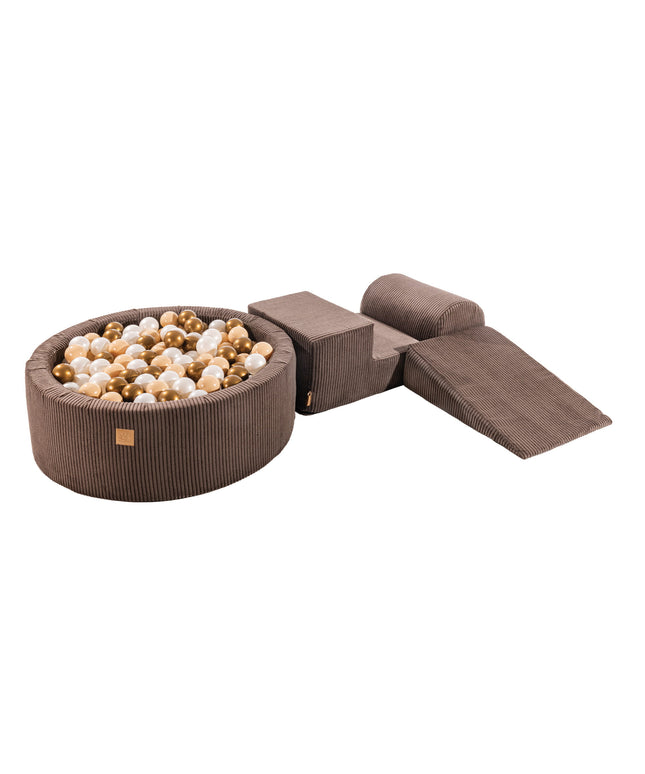 MeowBaby® Speelset met Ballenbak - Bruin, Goud & Witte Parel-mercibeaucoupp.eu