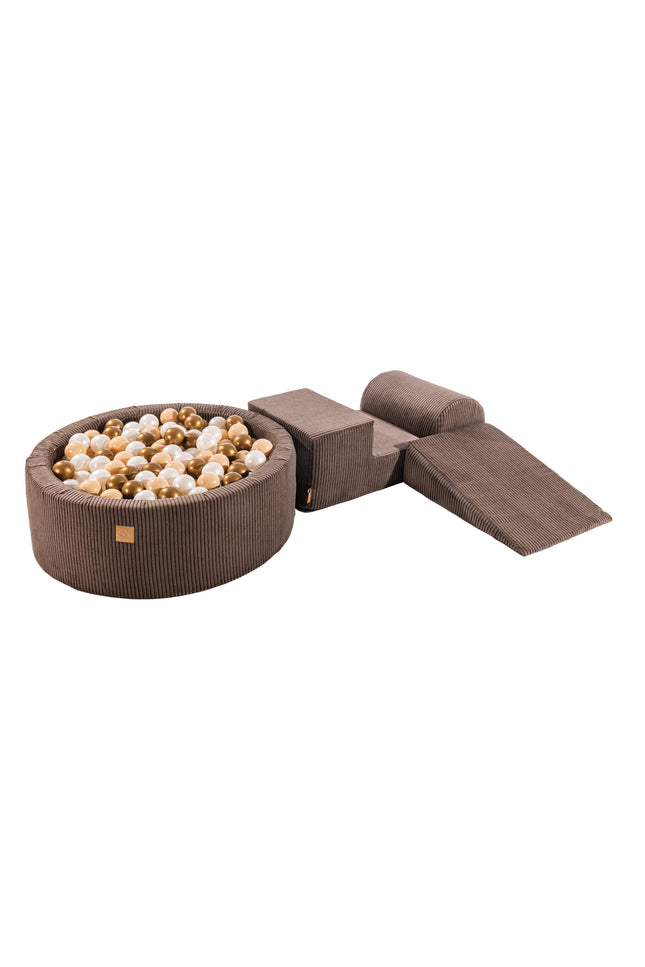 MeowBaby® Speelset met Ballenbak - Bruin, Goud & Witte Parel-mercibeaucoupp.eu