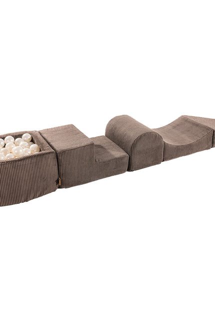 MeowBaby® Speelset met Kleine Ballenkuil - Bruin & Witte Parel-mercibeaucoupp.eu