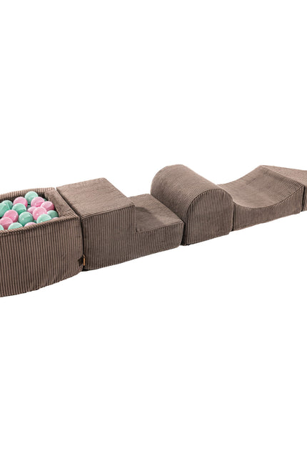 MeowBaby® Speelset met kleine ballenbak - Bruin & Pastel Roze/Mint-mercibeaucoupp.eu