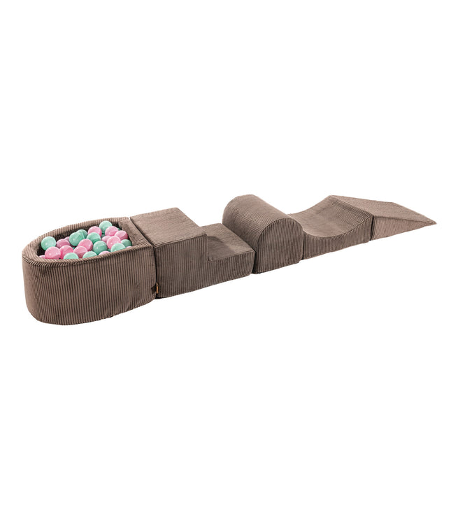 MeowBaby® Playset with Small Ball Pit - Brown & Pastel Pink/Mint