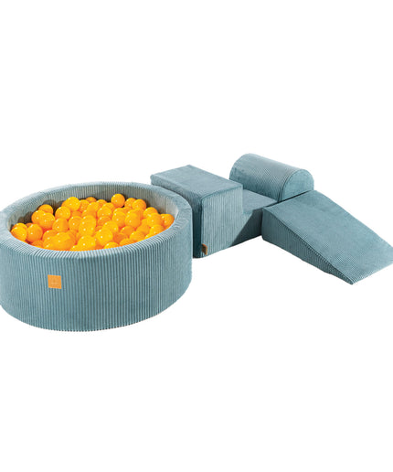MeowBaby® Speelset met ballenbak - Turquoise & Geel-mercibeaucoupp.eu