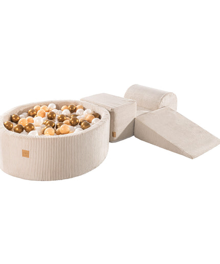 MeowBaby® Speelset met Ballenkuil - Ecru, Witte Parel, Beige & Goud-mercibeaucoupp.eu