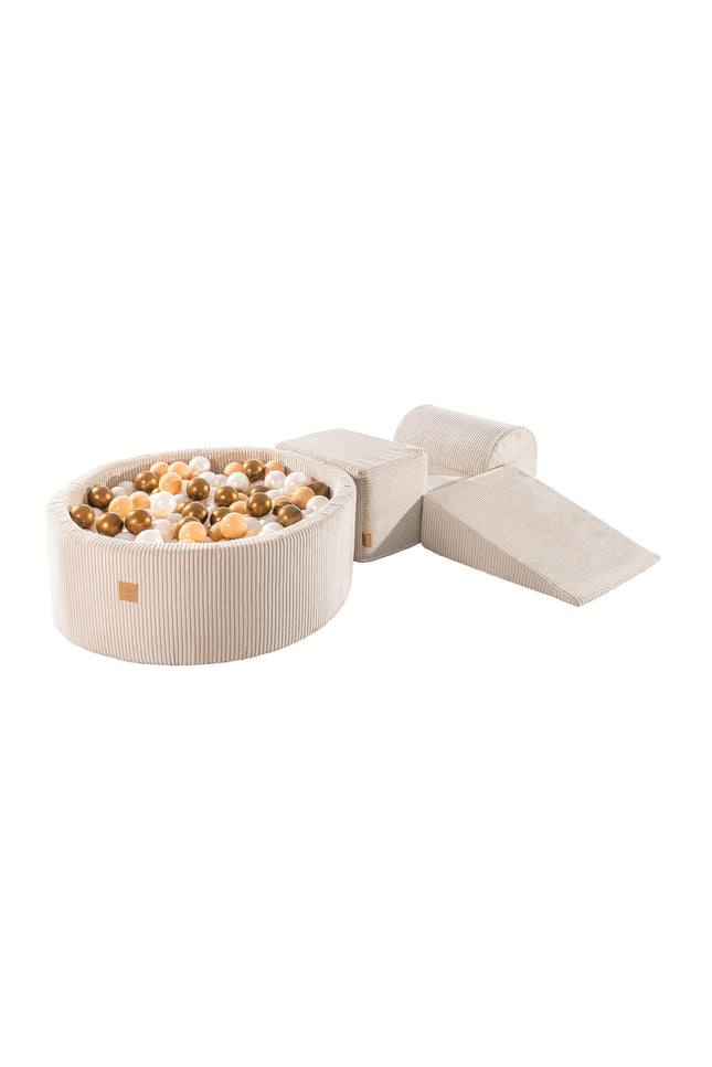 MeowBaby® Speelset met Ballenkuil - Ecru, Witte Parel, Beige & Goud-mercibeaucoupp.eu