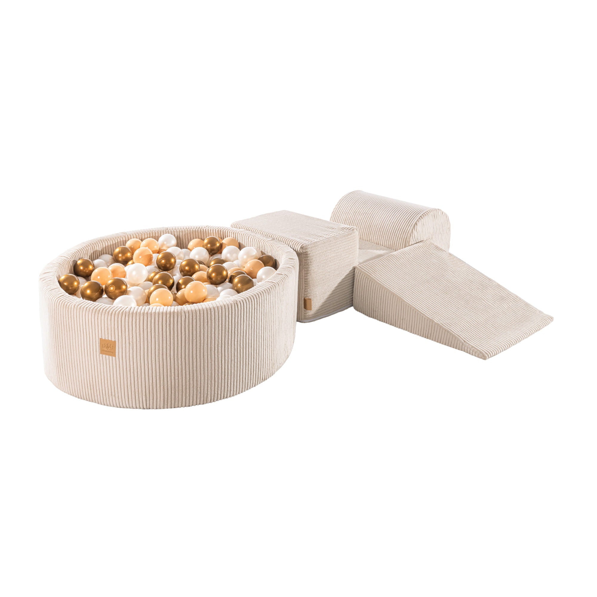 MeowBaby® Speelset met Ballenkuil - Ecru, Witte Parel, Beige & Goud-mercibeaucoupp.eu