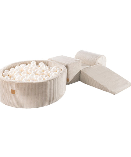 MeowBaby® Speelset met Ballenkuil - Ecru & Witte Parel-mercibeaucoupp.eu