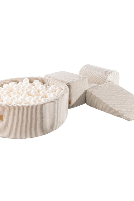 MeowBaby® Speelset met Ballenkuil - Ecru & Witte Parel-mercibeaucoupp.eu
