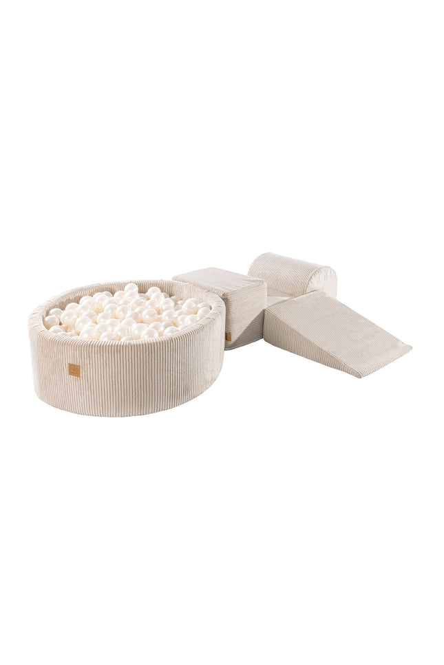 MeowBaby® Speelset met Ballenkuil - Ecru & Witte Parel-mercibeaucoupp.eu