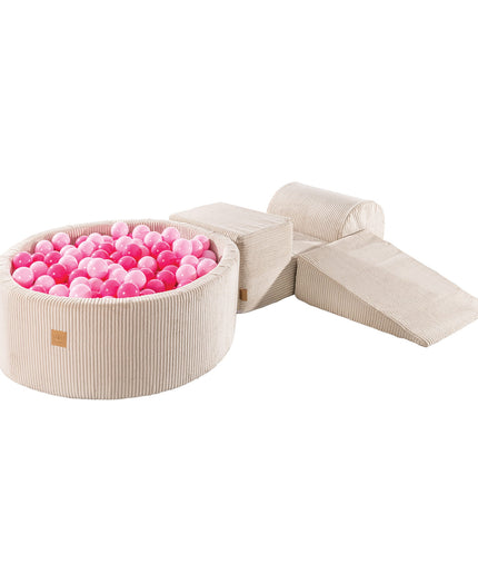 MeowBaby® Speelset met Ballenkuil - Ecru & Roze-mercibeaucoupp.eu