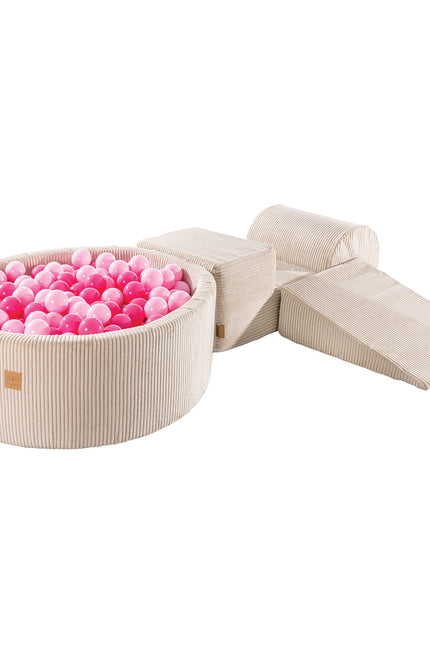 MeowBaby® Speelset met Ballenkuil - Ecru & Roze-mercibeaucoupp.eu