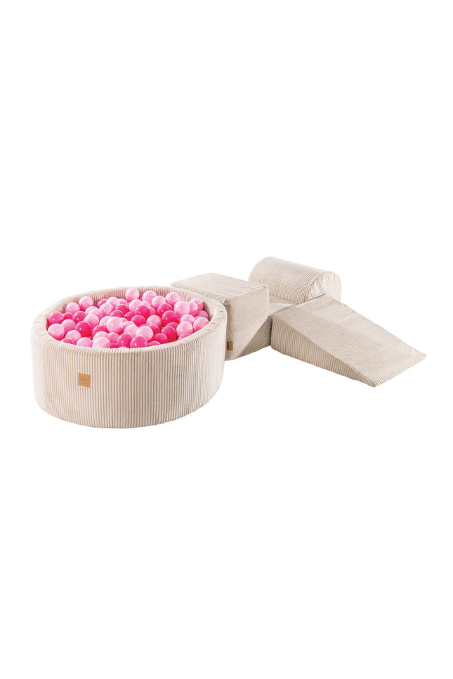 MeowBaby® Speelset met Ballenkuil - Ecru & Roze-mercibeaucoupp.eu