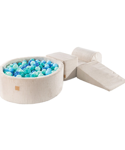 MeowBaby® Speelset met Ballenkuil - Ecru & Blauw-mercibeaucoupp.eu