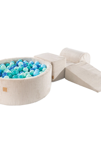 MeowBaby® Speelset met Ballenkuil - Ecru & Blauw-mercibeaucoupp.eu