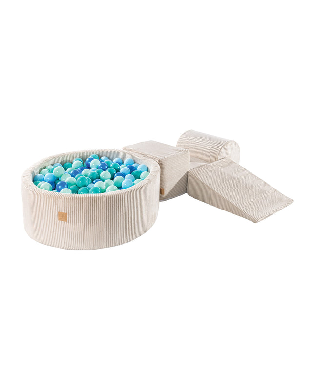 MeowBaby® Speelset met Ballenkuil - Ecru & Blauw-mercibeaucoupp.eu