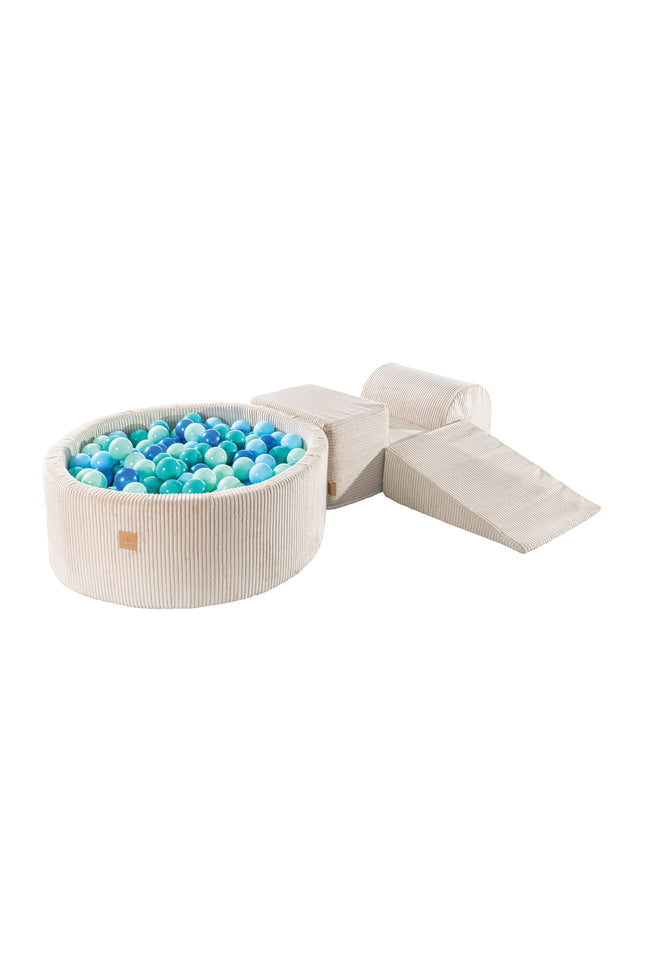 MeowBaby® Speelset met Ballenkuil - Ecru & Blauw-mercibeaucoupp.eu