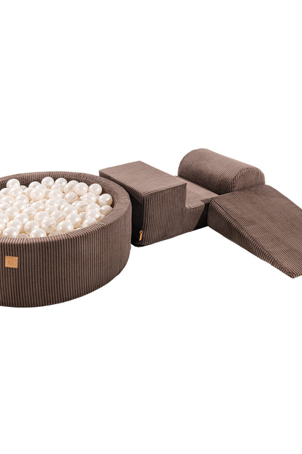 MeowBaby® Speelset met Ballenkuil - Bruin & Witte Parel-mercibeaucoupp.eu
