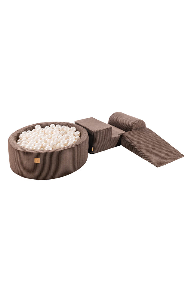 MeowBaby® Speelset met Ballenkuil - Bruin & Witte Parel-mercibeaucoupp.eu