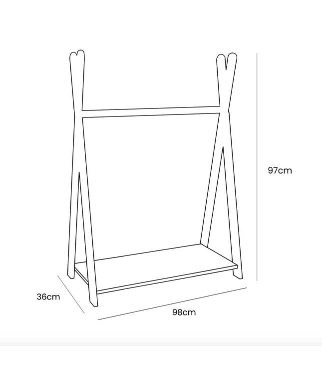 Tipi Clothing Rack For Children - Large Natural Wood
