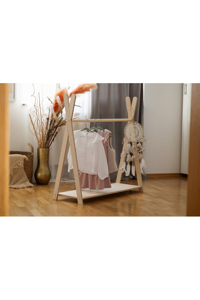 Tipi Kledingrek Voor Kinderen - Groot Natuurlijk Hout-mercibeaucoupp.eu