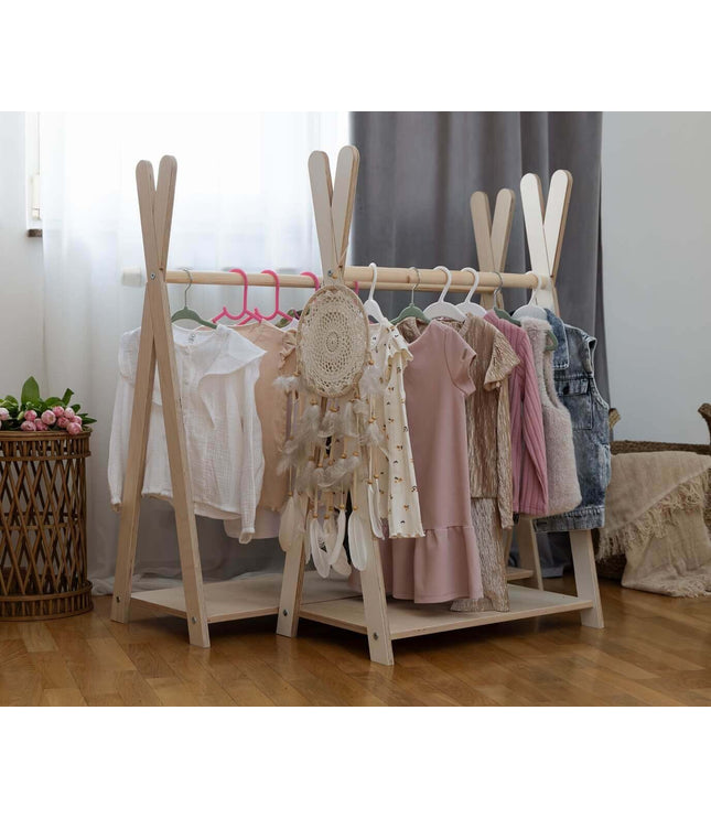 Tipi Clothing Rack For Children - Large Natural Wood