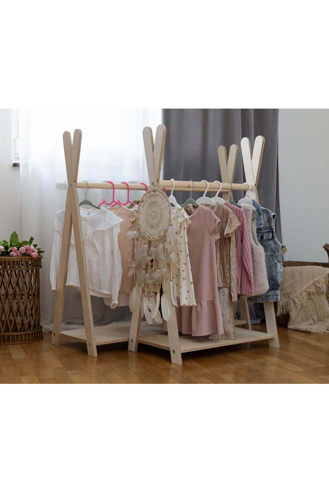 Tipi Kledingrek Voor Kinderen - Groot Natuurlijk Hout-mercibeaucoupp.eu