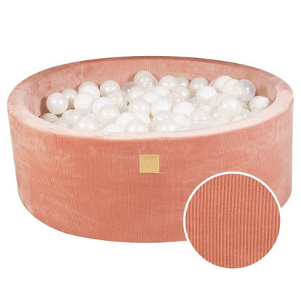 Ronde Ballenkuil met 200 Doorschijnende/Witte Ballen, 90x30cm - Abrikoos Fluweel-mercibeaucoupp.eu