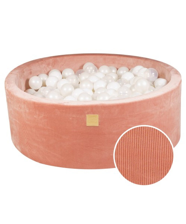 Ronde Ballenkuil met 200 Doorschijnende/Witte Ballen, 90x30cm - Abrikoos Fluweel-mercibeaucoupp.eu