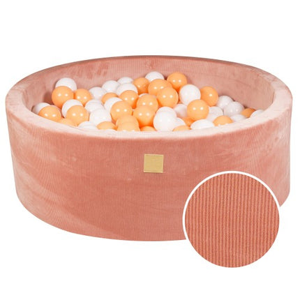 Ronde ballenbak met 200 wit/oranje ballen, 90x30cm - Abrikoos Fluweel-mercibeaucoupp.eu