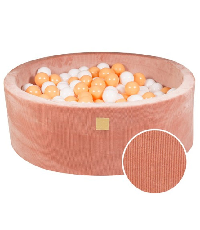 Round Ball Pit With 200 White/orange Balls, 90x30cm - Apricot Velvet