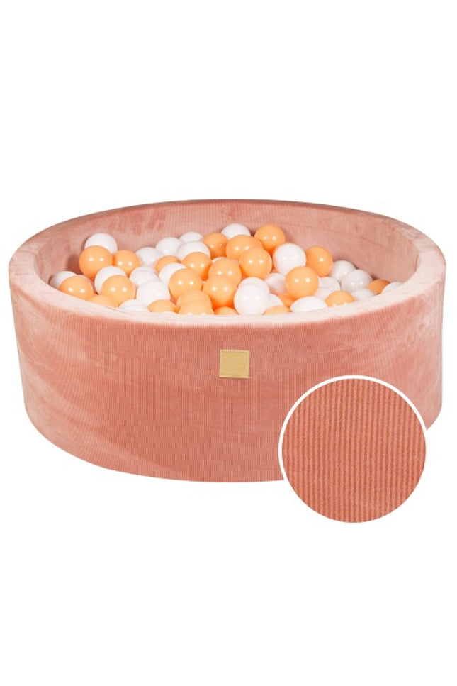 Ronde ballenbak met 200 wit/oranje ballen, 90x30cm - Abrikoos Fluweel-mercibeaucoupp.eu